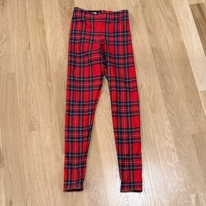 Blackmilk Red Fleece Lined Plaid Leggings